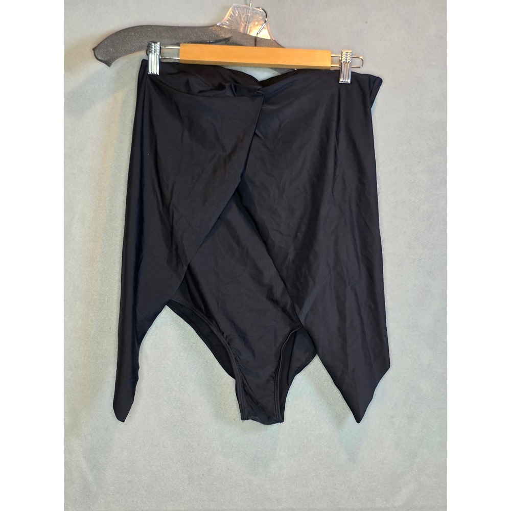 Black Draped High Waist Swim Bottom Wrap Style Bikini Separate Medium 0001210